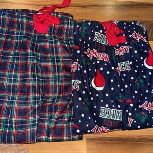 Fruit of the Loom Mens Christmas Pajama Pants M Multi Holiday‎ 2 pair jingle NEW